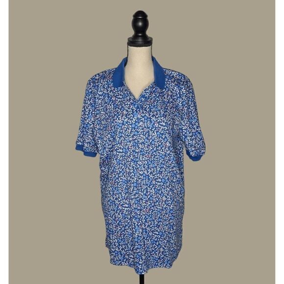 Woman Within Blue Cotton Blend Tunic Polo Shirt Size 14/16 NWOT - Picture 1 of 9